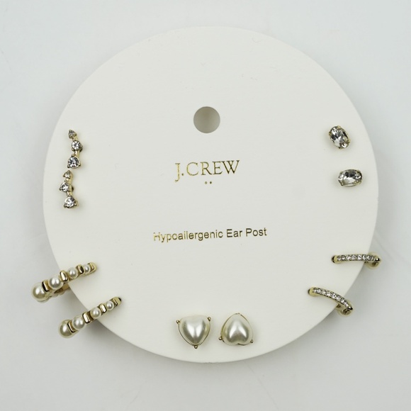 New JCREW Pearl and Crystal Earrings Set-of-Five $49 CC868 - Picture 2 of 2
